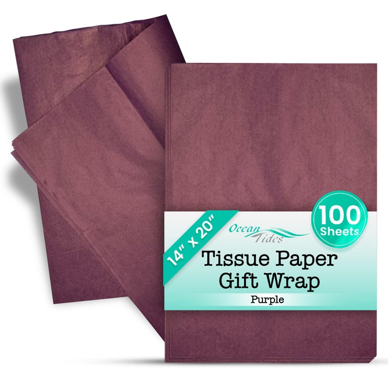Ocean Tides Premium 100 Sheets (14 x 20 Inches) Valentineâ€™s Wrapping Paper â€“ Gift Wrapping Tissue Paper Bulk for Romantic Gifts, Crafts, & Birthdays â€“ Colored Tissue Papers for Gift Bags, Purple - Image 1